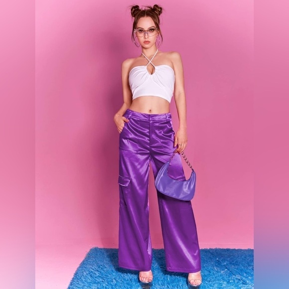 226. New House of Harlow 1960 Women’s Cargo Pants in Purple Size XS - Picture 3 of 11